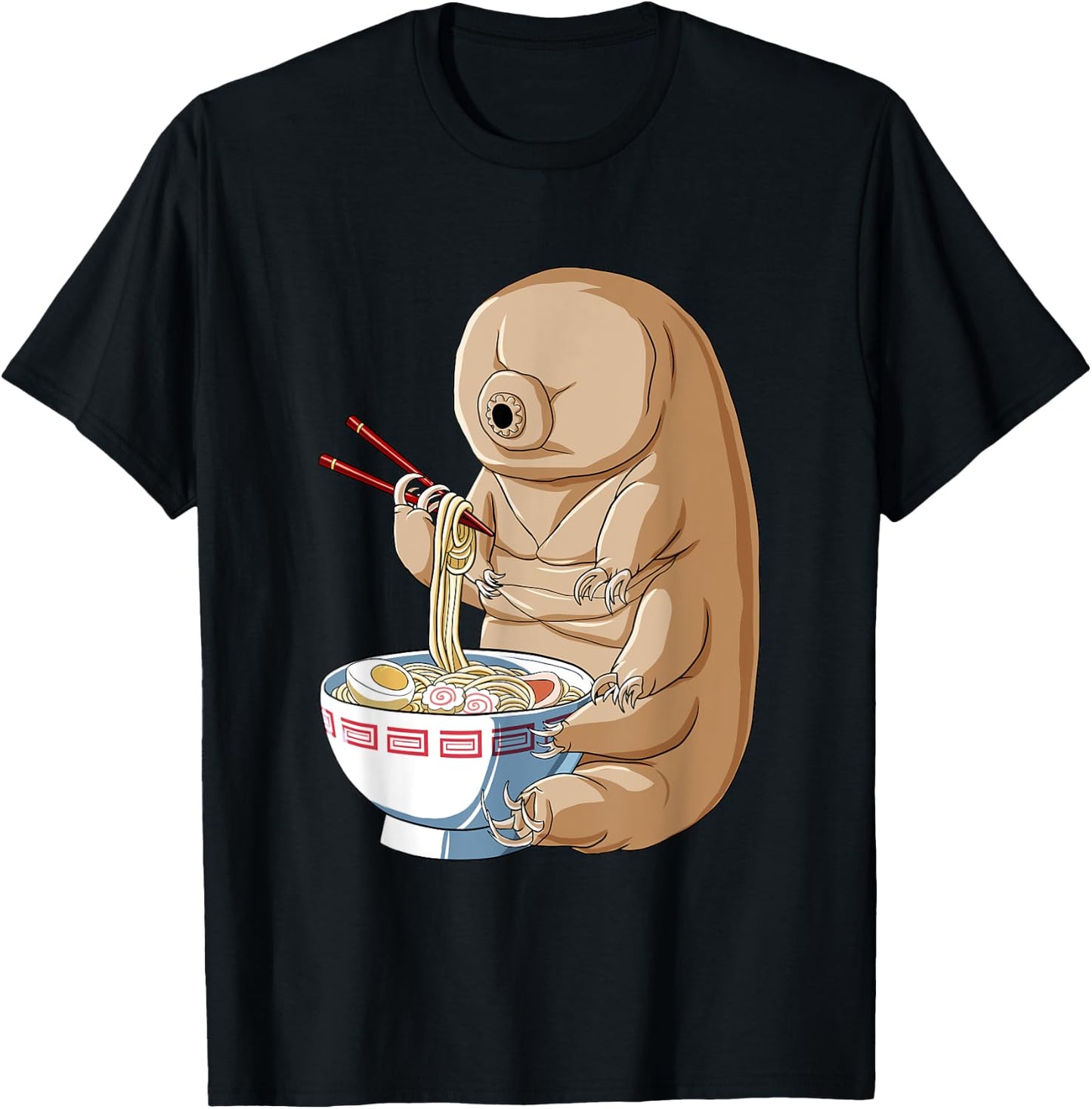 Funny Japanese Kawaii Ramen Noodles Water Bear Tardigrade T-Shirt - T-Shirt | Black