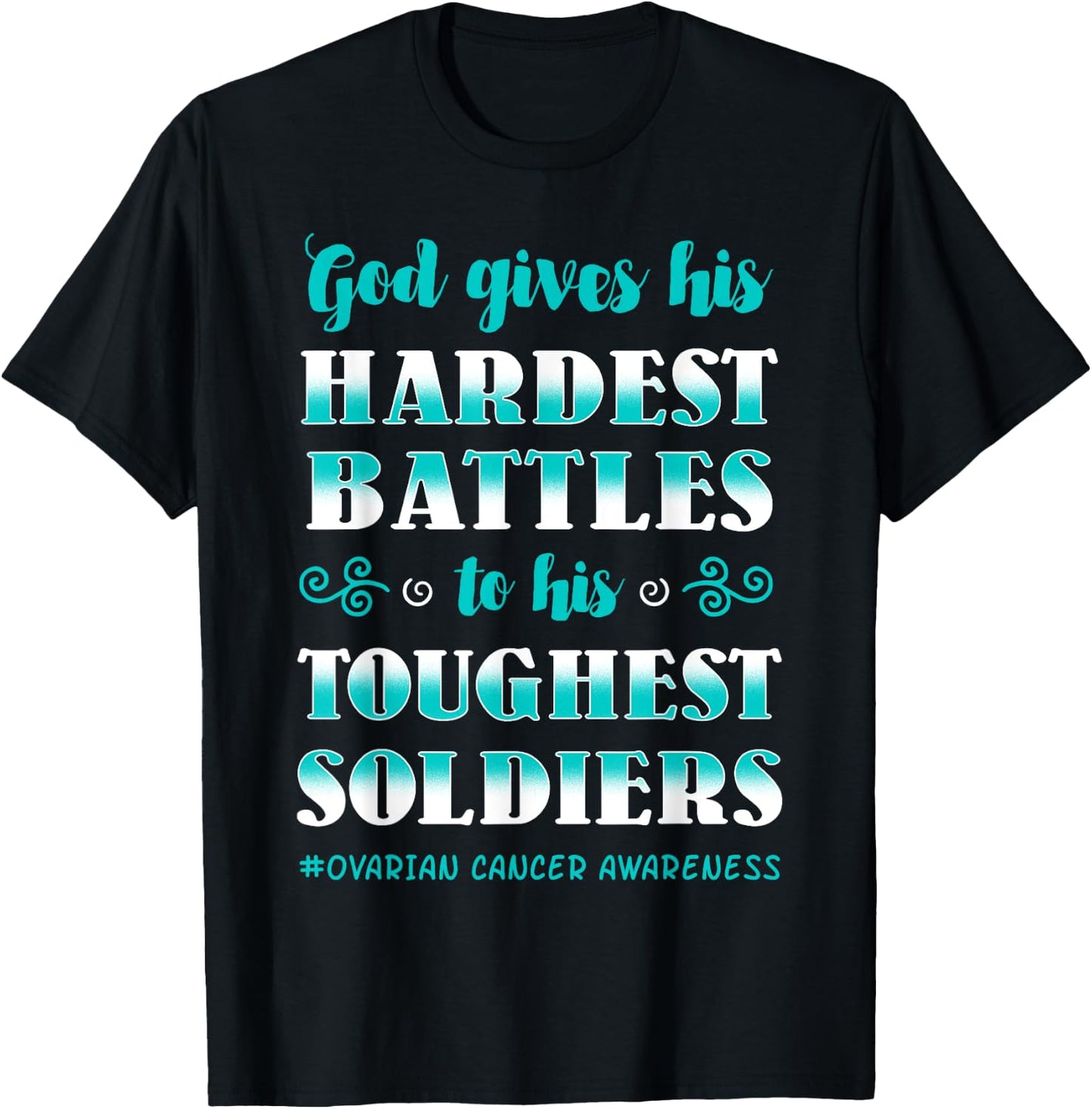 Ovarian Cancer Awareness Apparel Teal Carcinoma Gynecology T-Shirt - T-Shirt | Black