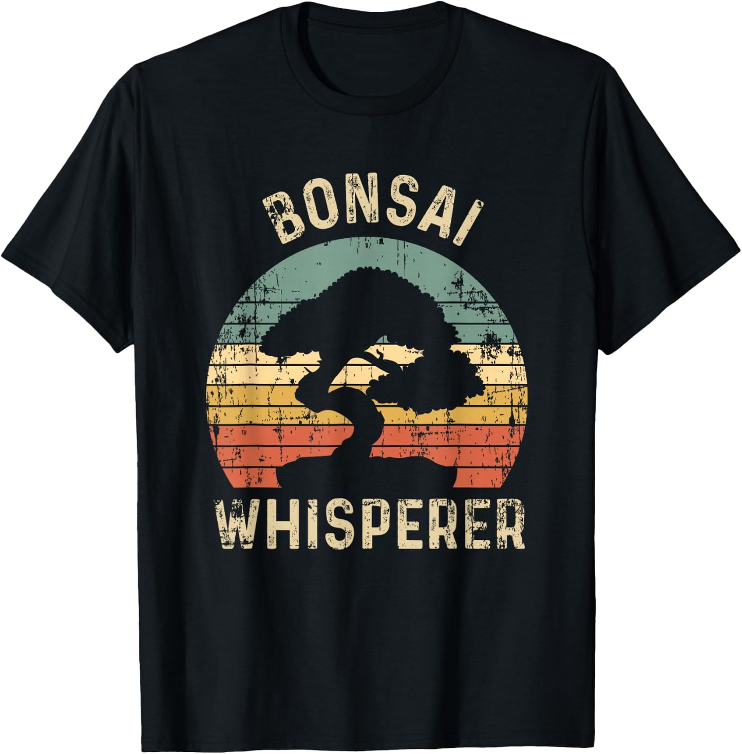 Bonsai Tree Whisperer Japanese Gardener Sunset Funny Gift T-Shirt - T-Shirt | Black