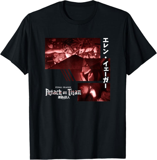Attack on Titan Season 4 Eren Titan Collage Anime T-Shirt - T-Shirt | Black