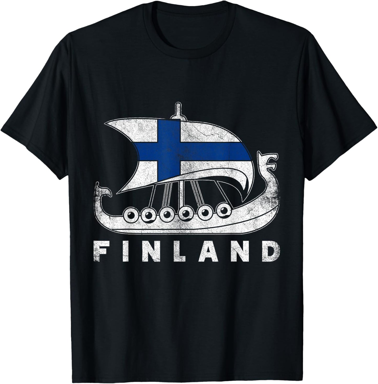 Finnish & Gifts -Adults Black Cotton Viking Themed T-Shirt - T-Shirt | Black