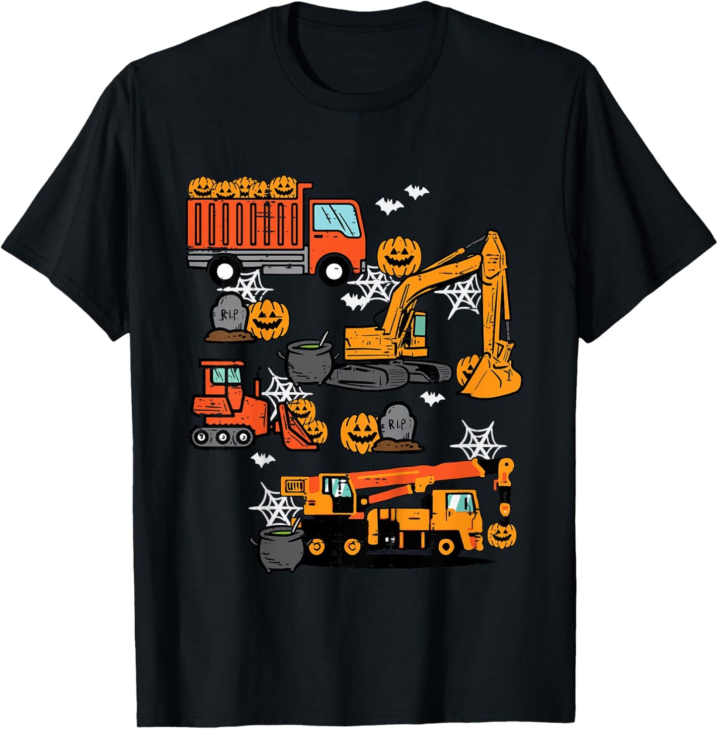 Kids Halloween Construction Trucks Costume Toddler Boys Youth T-Shirt - T-Shirt | Black