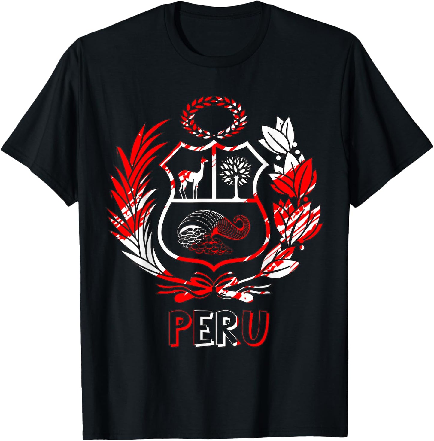 Peru Rojo-Blanco - Peru Design Shirt - t Shirt Peru T-Shirt - T-Shirt | Black