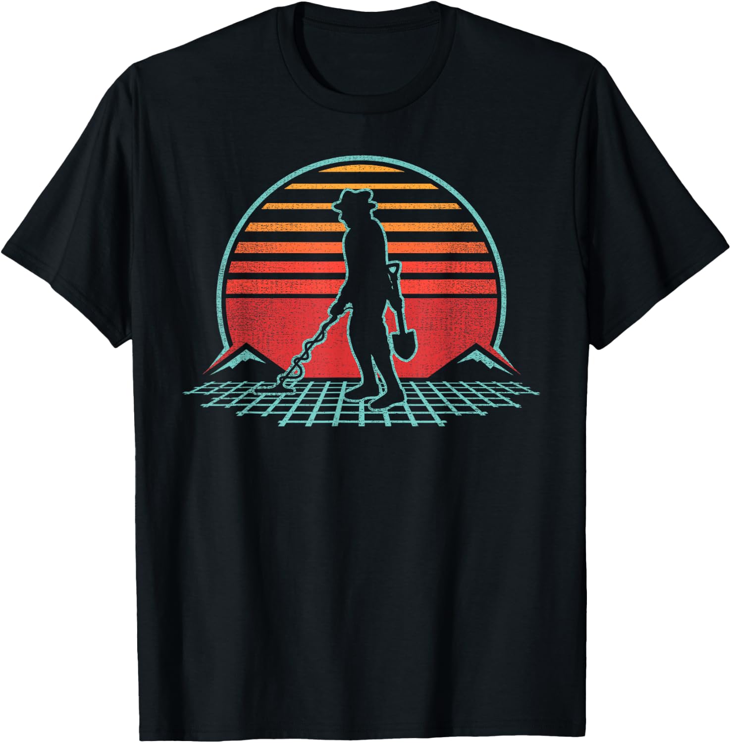 Metal Detecting Detector Retro Vintage 80s Style Gift T-Shirt - T-Shirt | Black