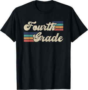 Retro Fourth Grade Shirt First Day Of School Teacher T-Shirt - T-Shirt | Black
