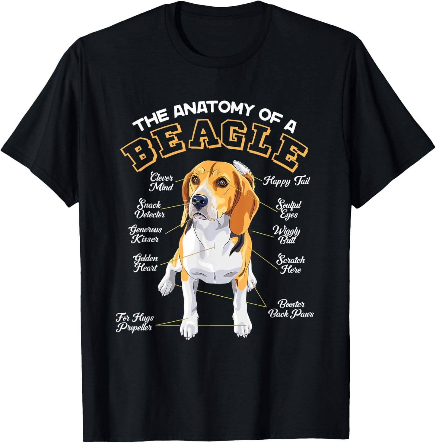 The Anatomy Of A Beagle Funny Quotes Sayings T-Shirt - T-Shirt | Black