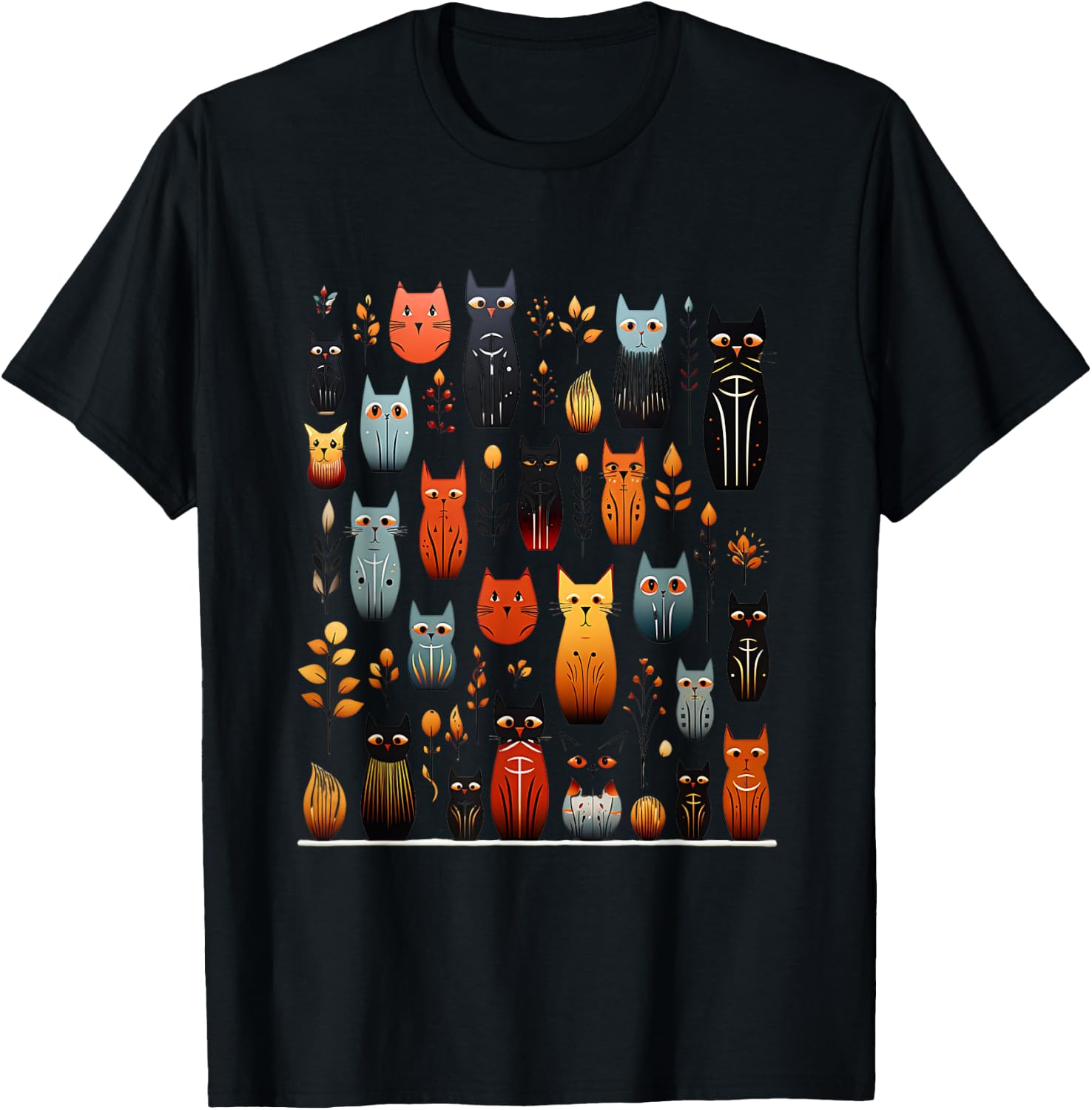 Stylized Vintage Kitten Art Lover Classic Cute Cat Women Kids T-Shirt - T-Shirt | Black