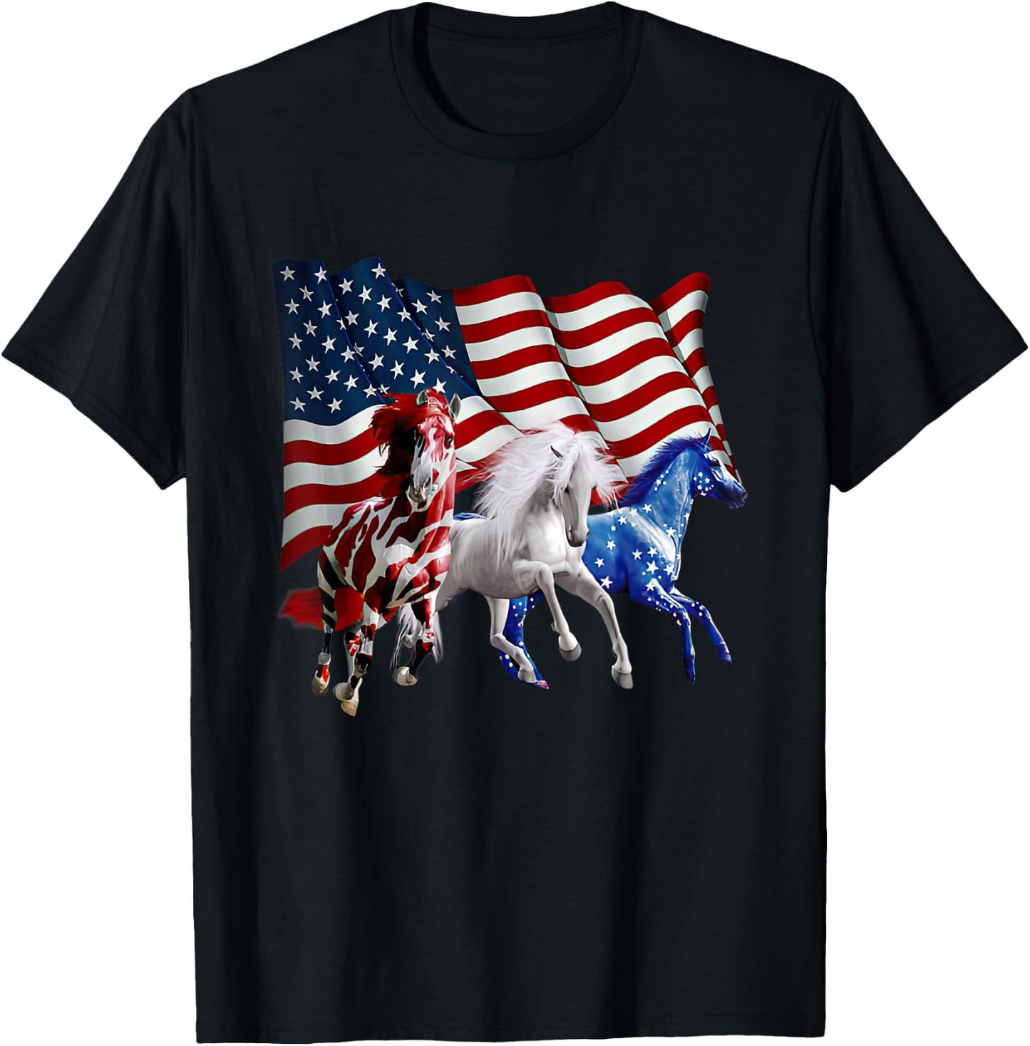 Patriotic US Flag 4th Of July Horse Lovers Men T-Shirt - T-Shirt | Black