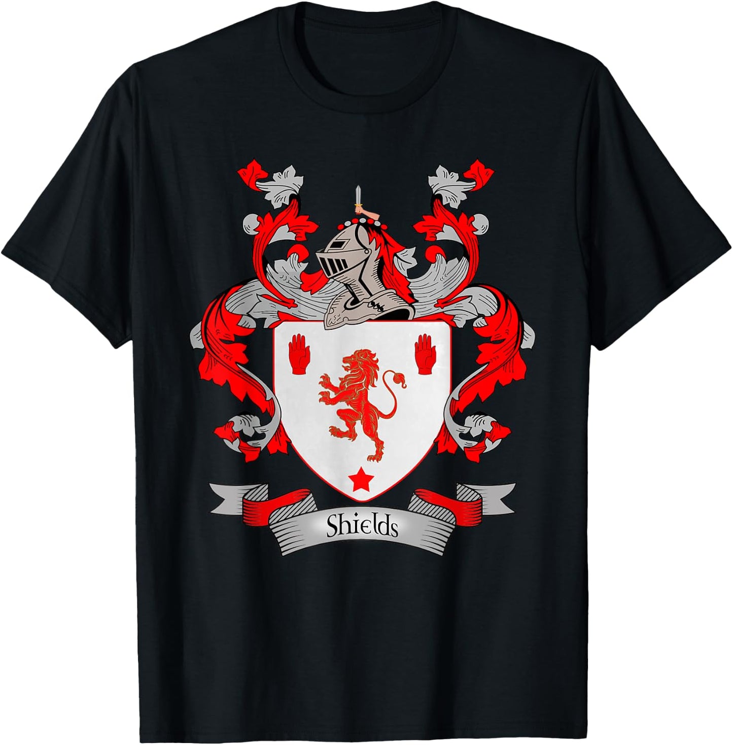 Shields Coat of Arms | Shields Surname Family Crest T-Shirt - T-Shirt | Black