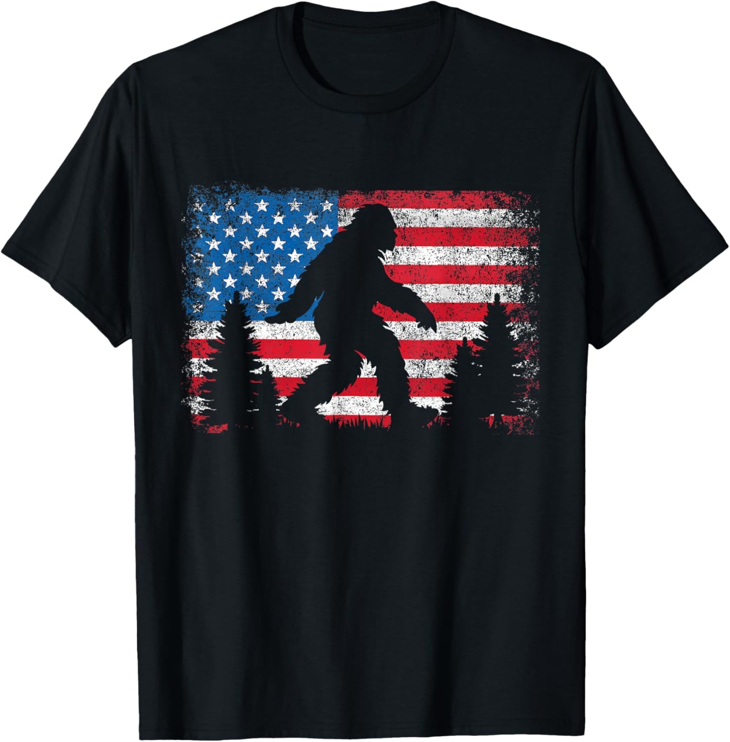 Bigfoot 4th of July American USA Flag Patriotic Kids T-Shirt - T-Shirt | Black