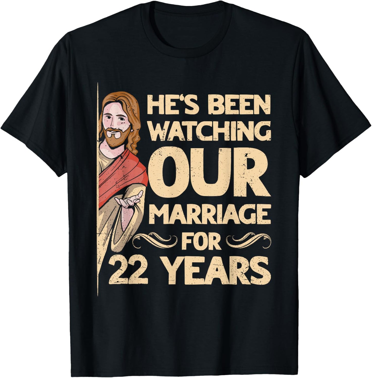 22nd Wedding Anniversary Jesus Christian Husband Wife T-Shirt - T-Shirt | Black