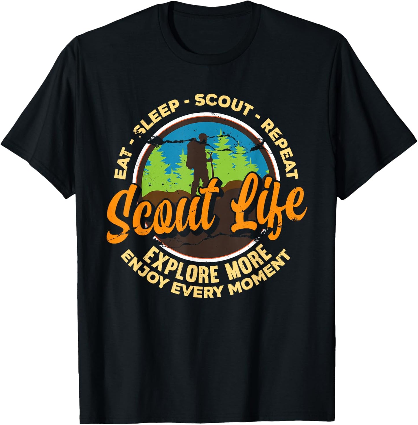 Eat Sleep Scout Repeat - Best Scout Life Hiking Scouting T-Shirt - T-Shirt | Black