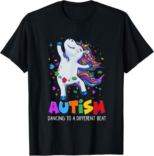 Autism awareness Dabbing unicorn puzzle piece kids t shirt T-Shirt - T-Shirt | Black