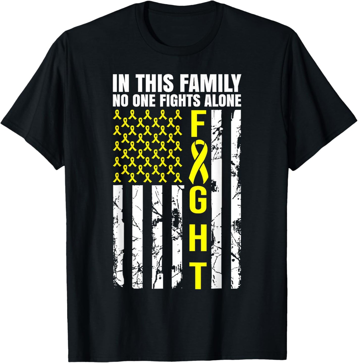 In This Family No One Fight Alone Sarcoma Awareness T-Shirt - T-Shirt | Black
