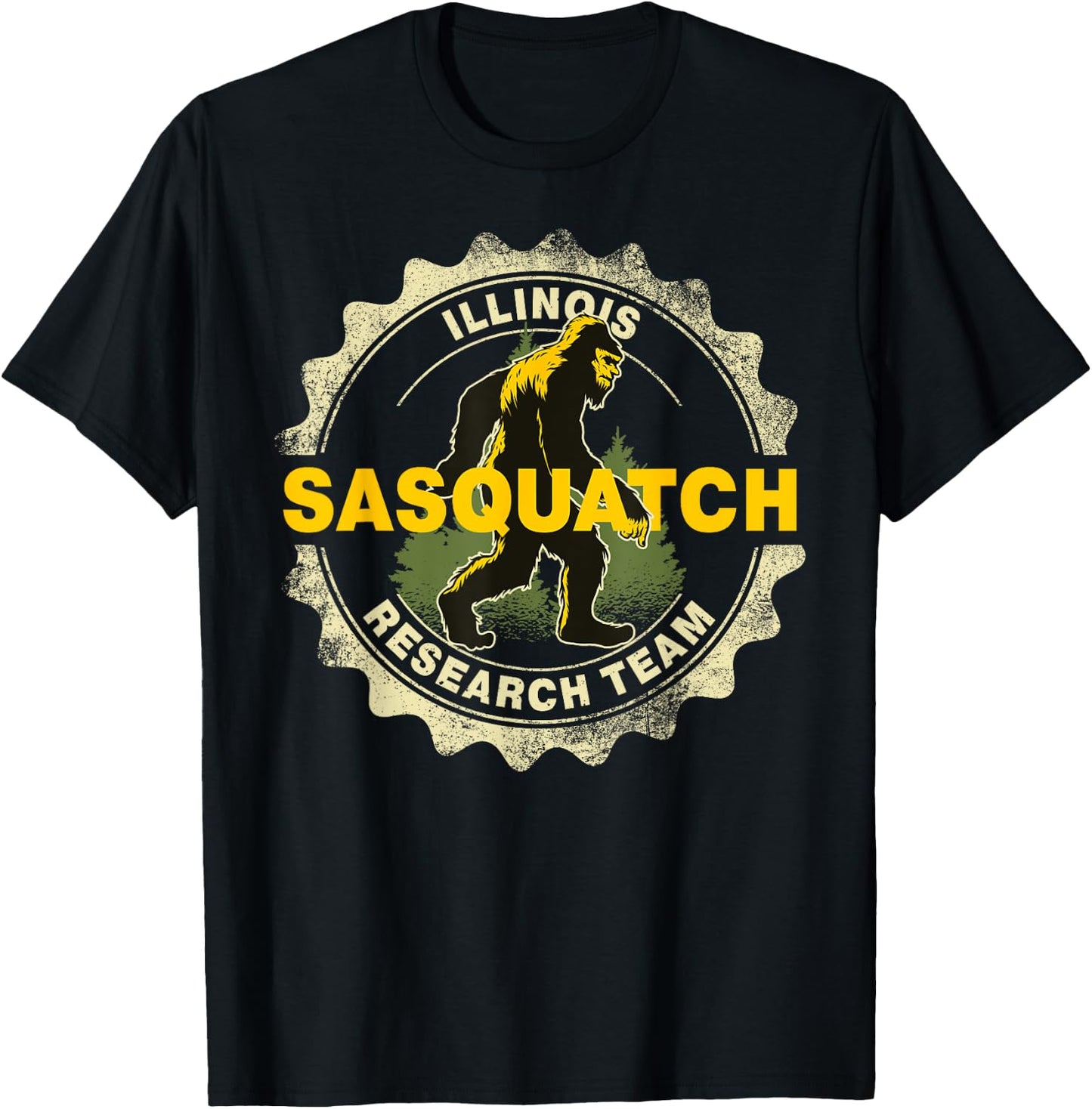 Illinois Sasquatch Research Team Bigfoot Believer Fan T-Shirt - T-Shirt | Black