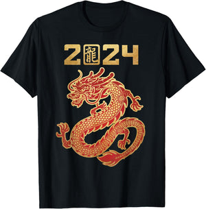 Year of the Dragon 2024 Chinese New Year Zodiac Lunar T-Shirt - T-Shirt | Black