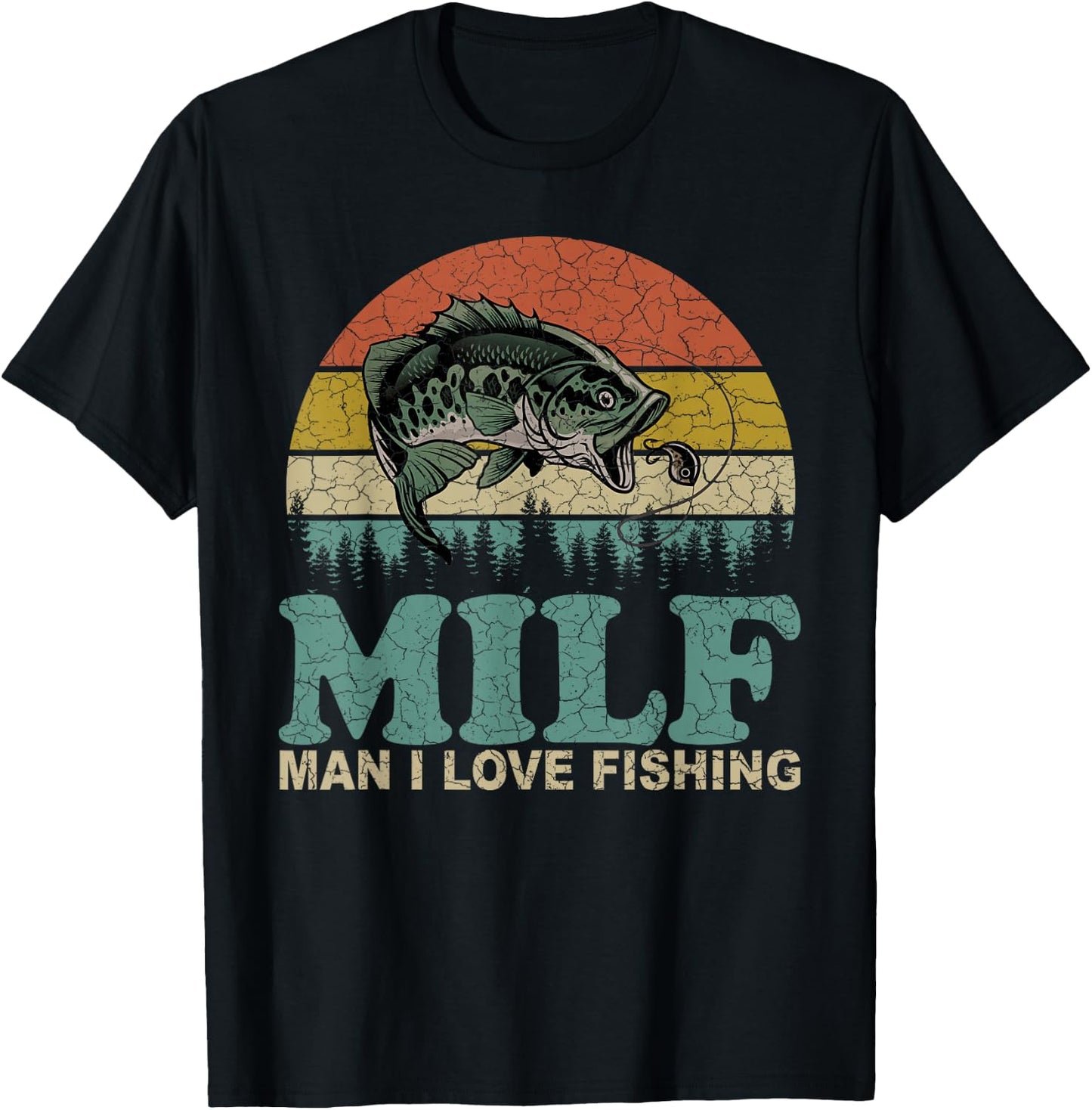 Vintage Milf-Man I Love Fishing Funny Fishing Fisherman T-Shirt - T-Shirt | Black