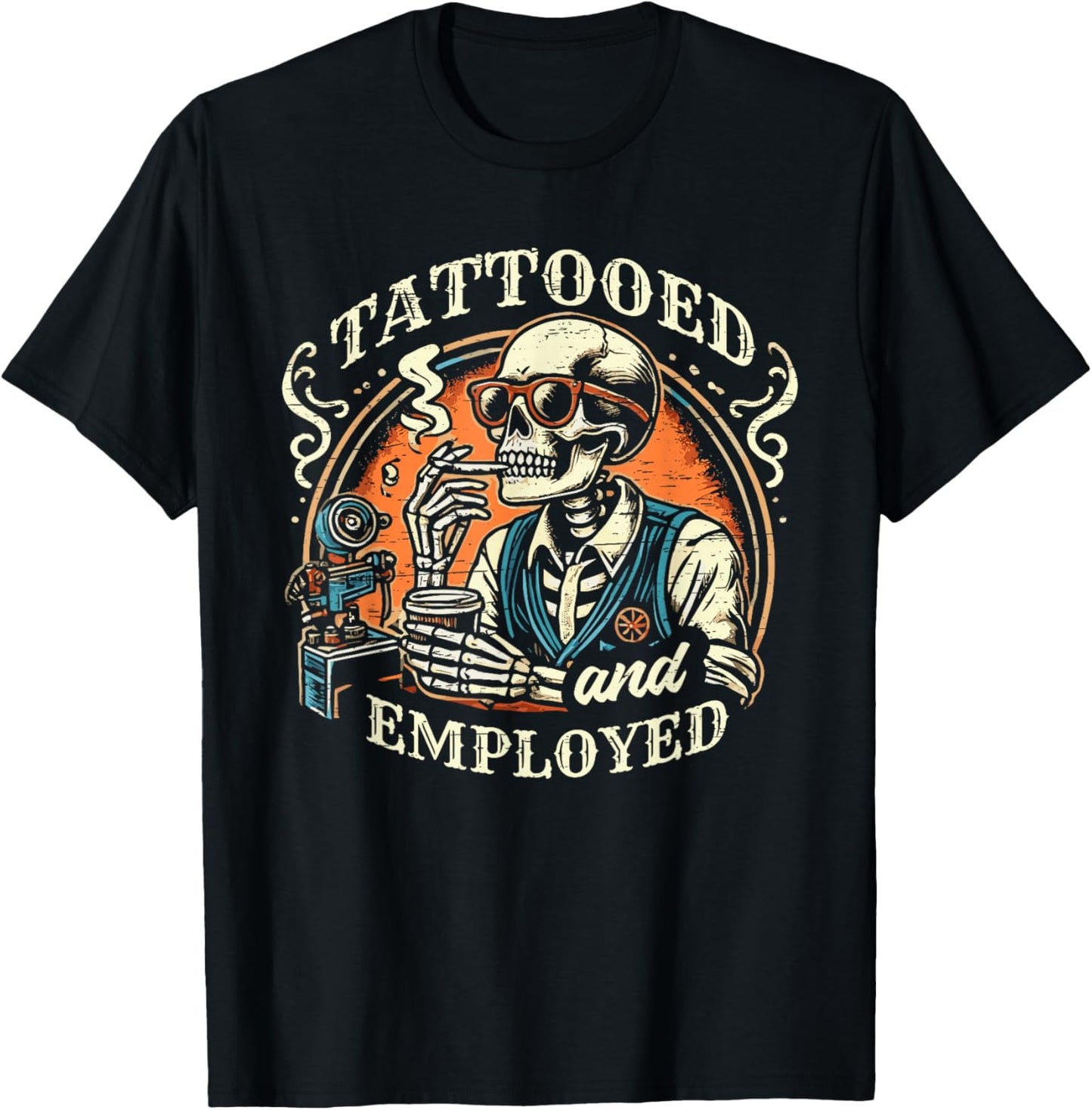 Tattooed and Employed Tatoos Skeleton Swag T-Shirt - T-Shirt | Black