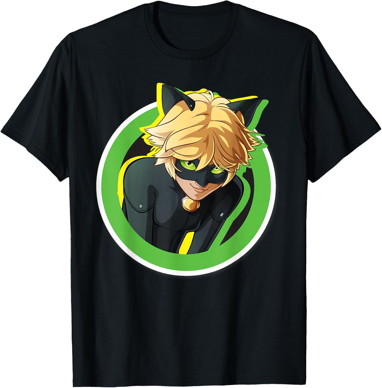 Miraculous Collection Cat Noir Badge Small T-Shirt - T-Shirt | Black