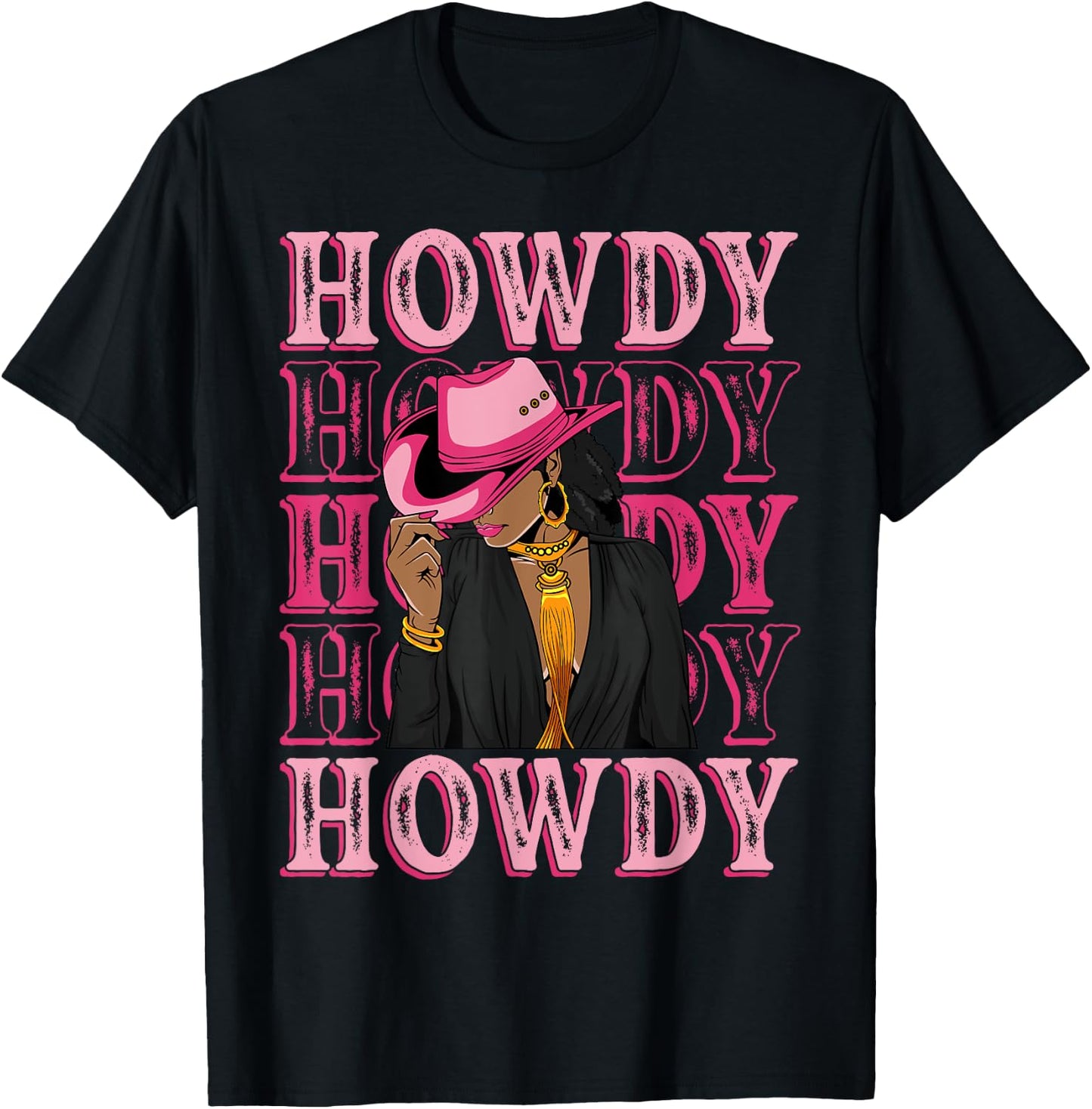 Howdy Retro Western Black Cowgirl African American Women T-Shirt - T-Shirt | Black