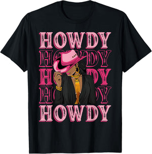 Howdy Retro Western Black Cowgirl African American Women T-Shirt - T-Shirt | Black