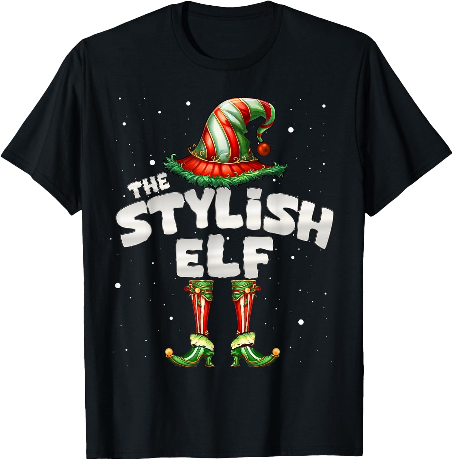 I'm The Stylish Elf Family Matching Group Christmas T-Shirt - T-Shirt | Black