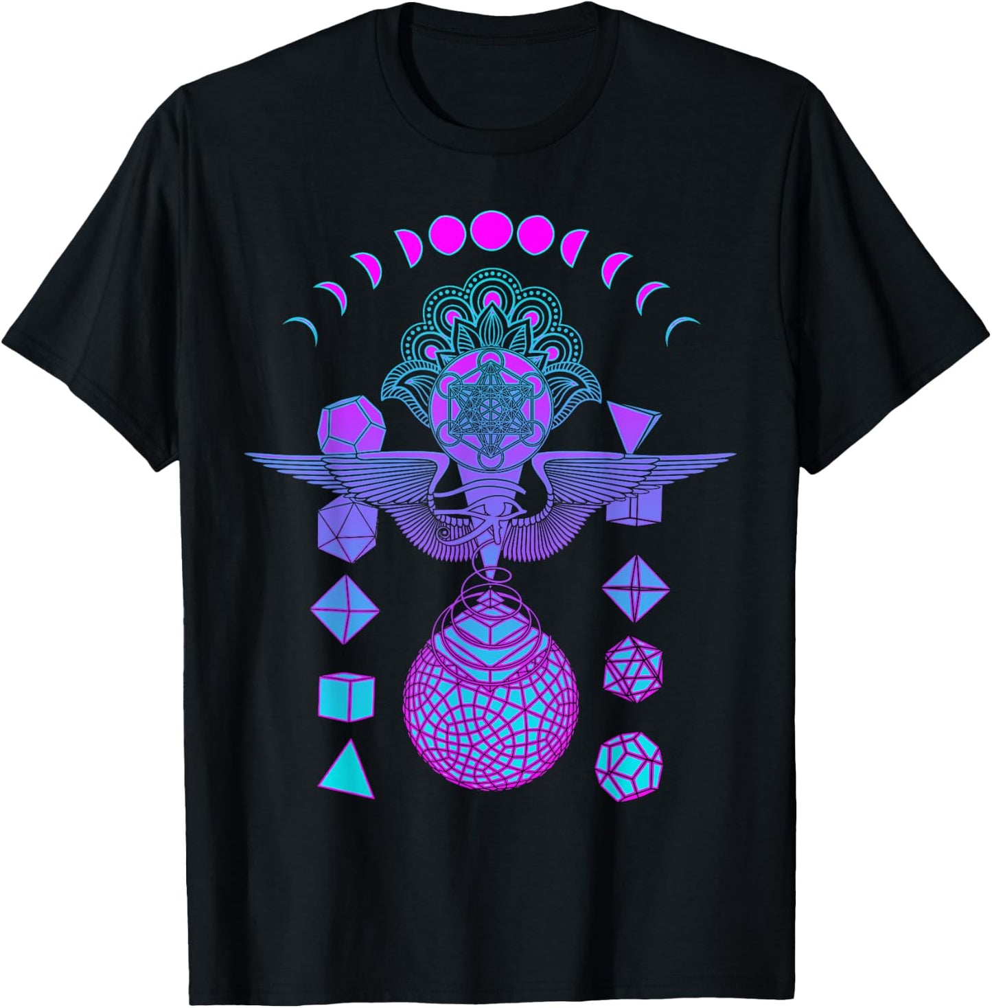 Wisdom Holy Geometry Purple Graphic Psychedelic Festival T-Shirt - T-Shirt | Black