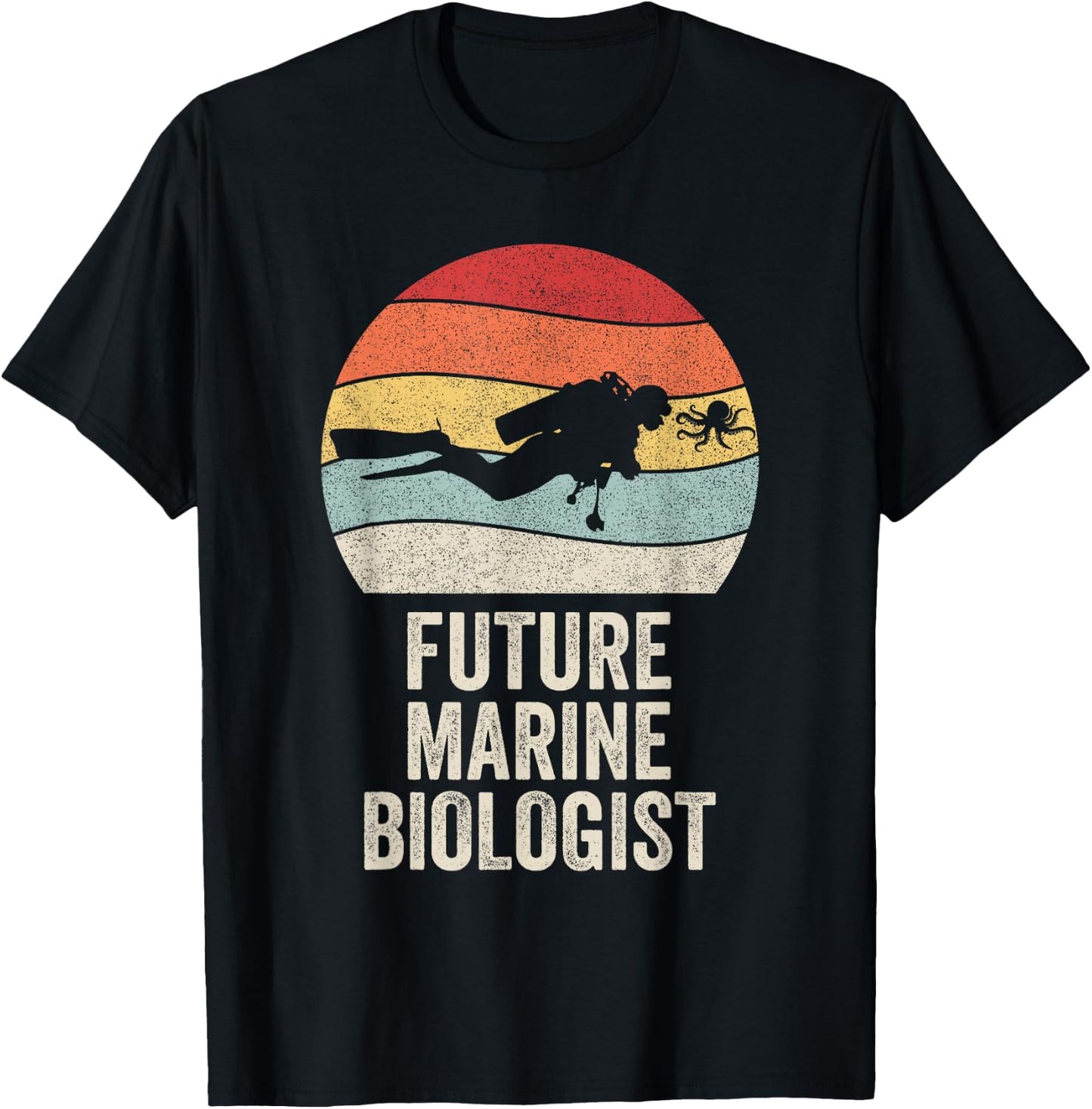 Retro Future Marine Biologist Shirt Gift Marine Biology T-Shirt - T-Shirt | Black