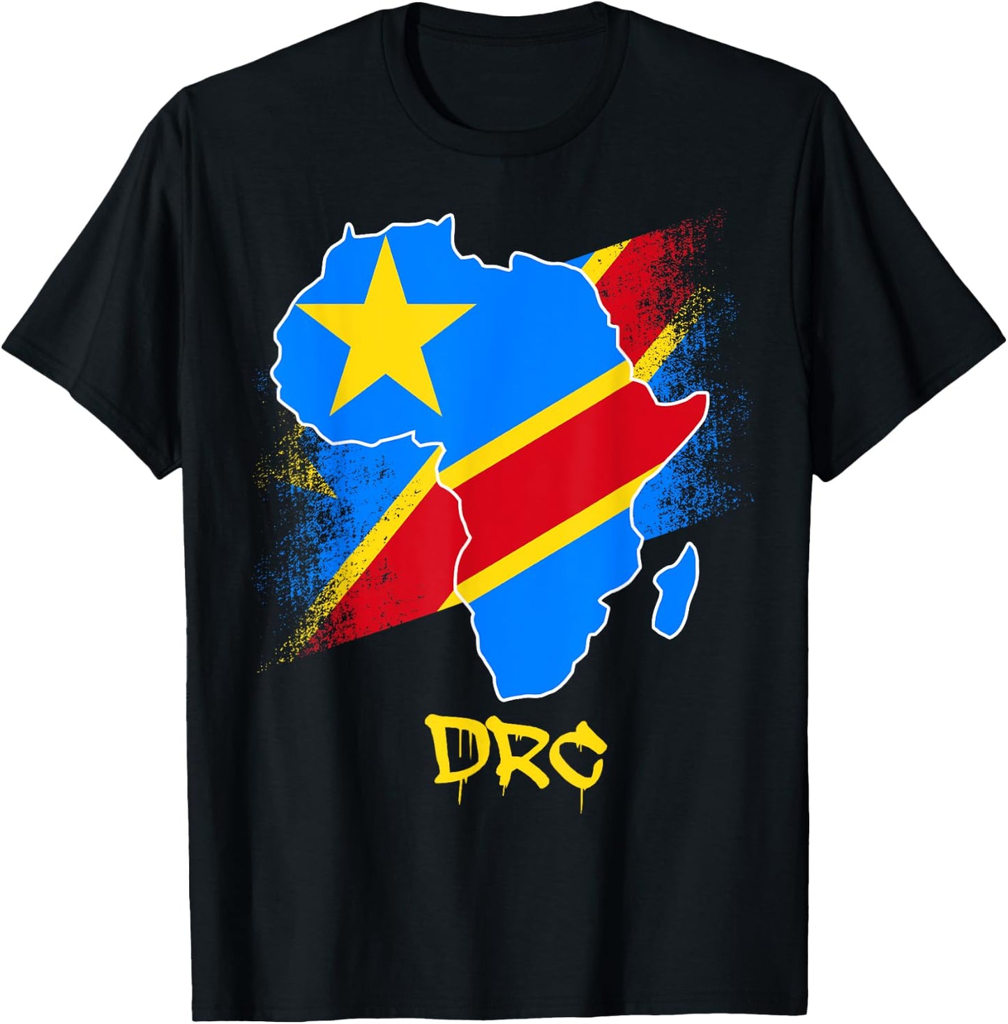 DR Congo flag in Africa Map Love RDC DRC Republic Of Congo T-Shirt - T-Shirt | Black