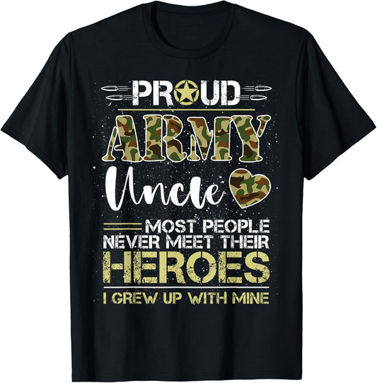 Proud Army Uncle Camou Soldier Family I Raised Mine Match T-Shirt - T-Shirt | Black