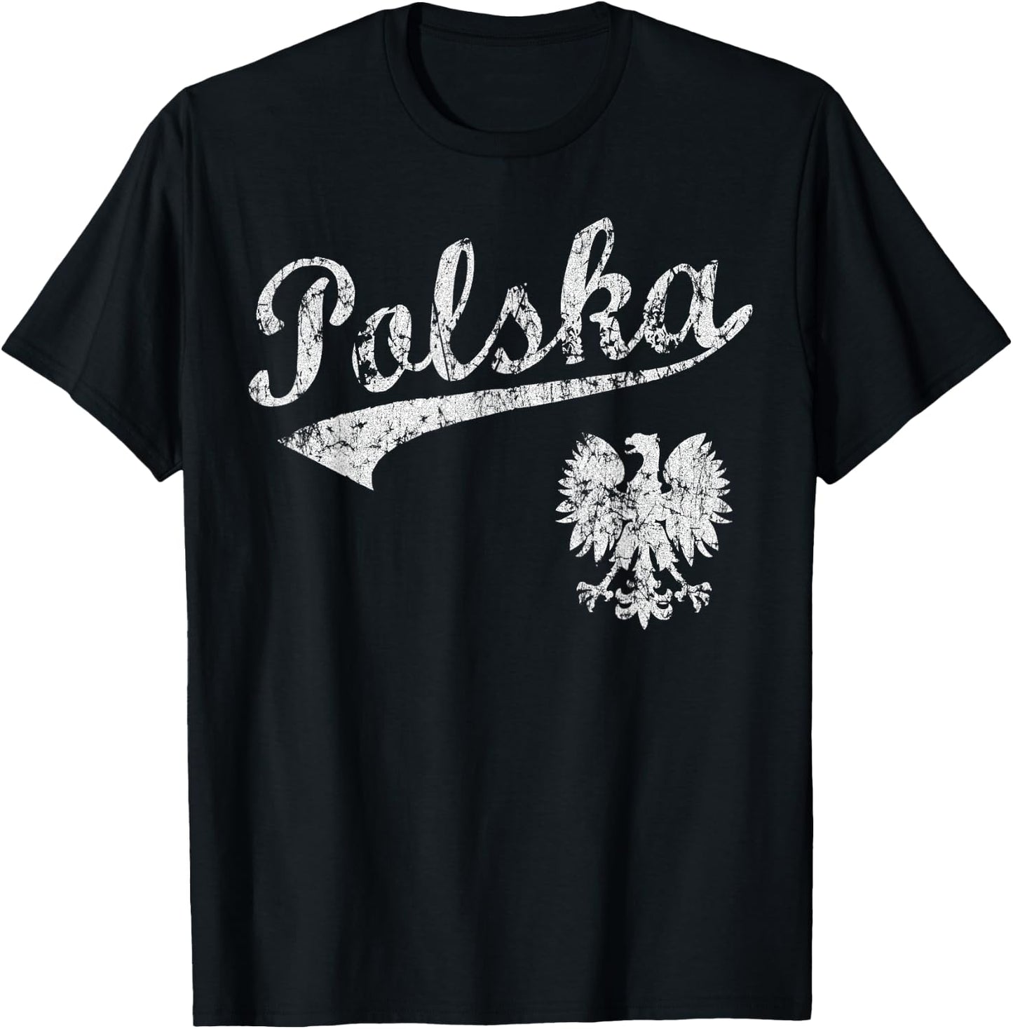 Vintage Fade Polska Polish American Poland Men Women Kids T-Shirt - T-Shirt | Black