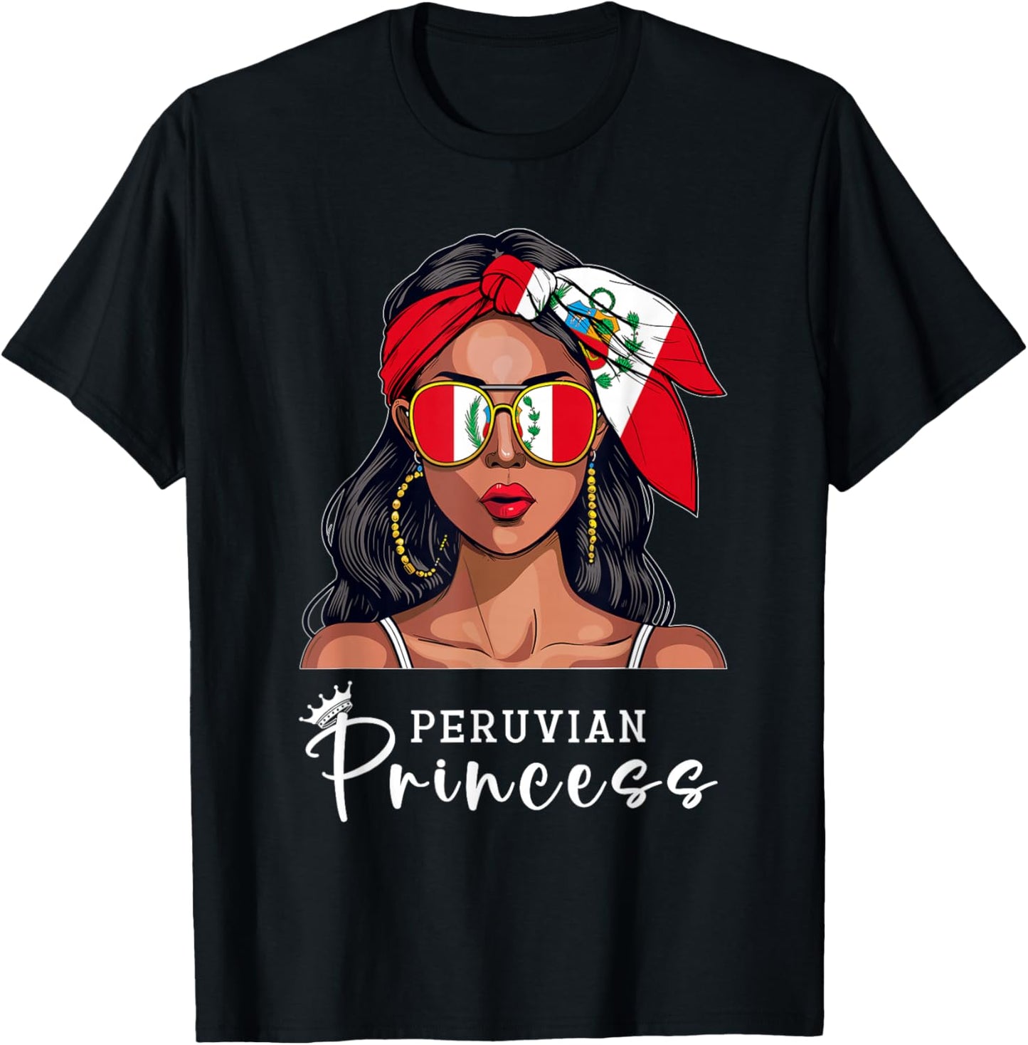 Peruvian Souvenirs Products Woman Flag Princess Peru T-Shirt - T-Shirt | Black