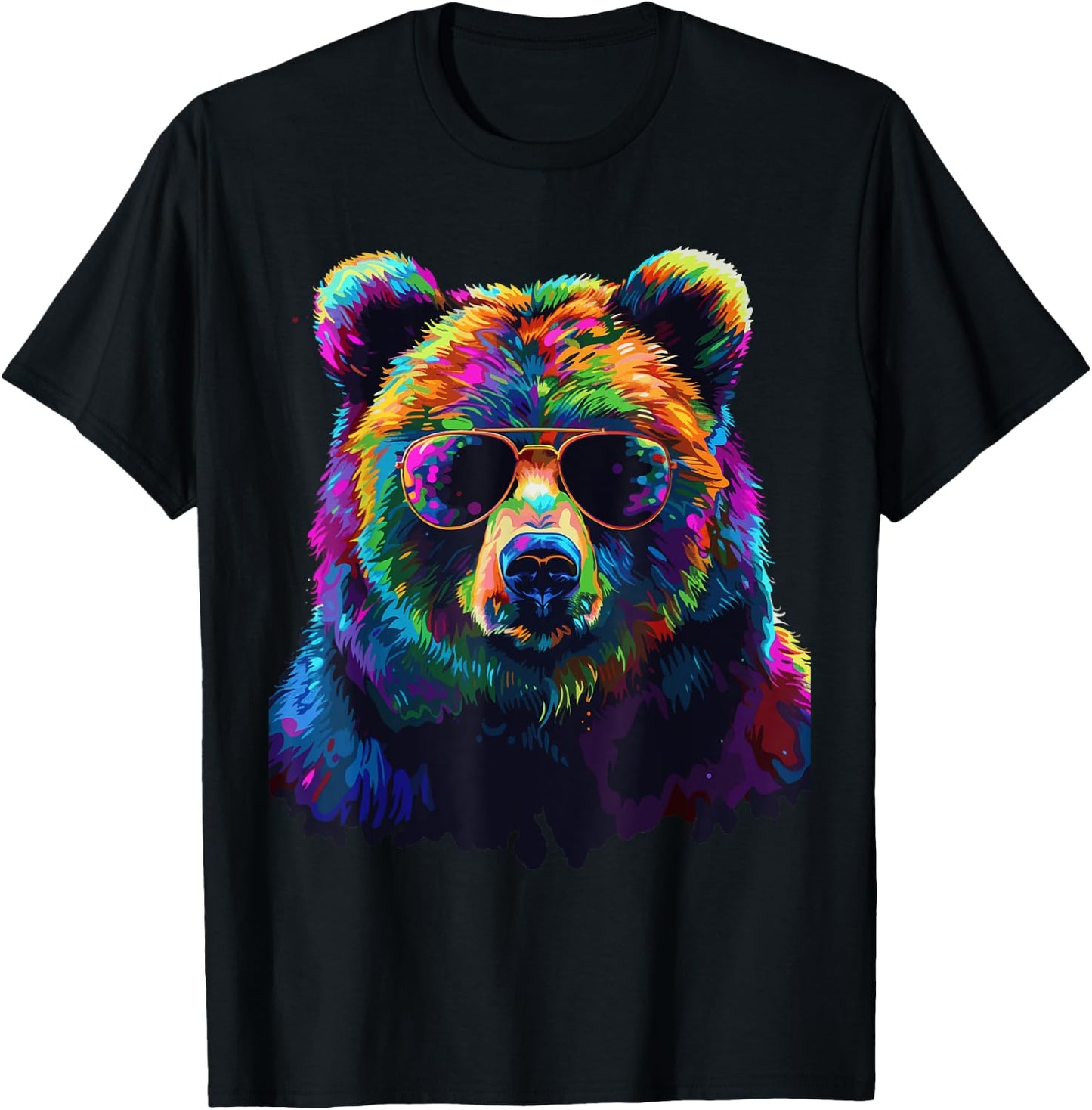 Grizzly Bear Lovers Design Pop Art Funny Grizzly Bear T-Shirt - T-Shirt | Black