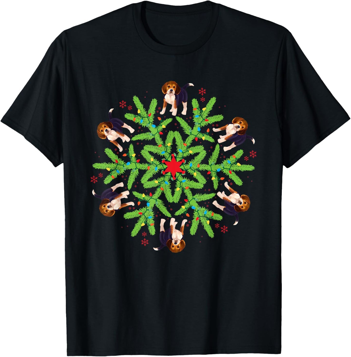 Christmas Snowflake Beagle T-Shirt - T-Shirt | Black