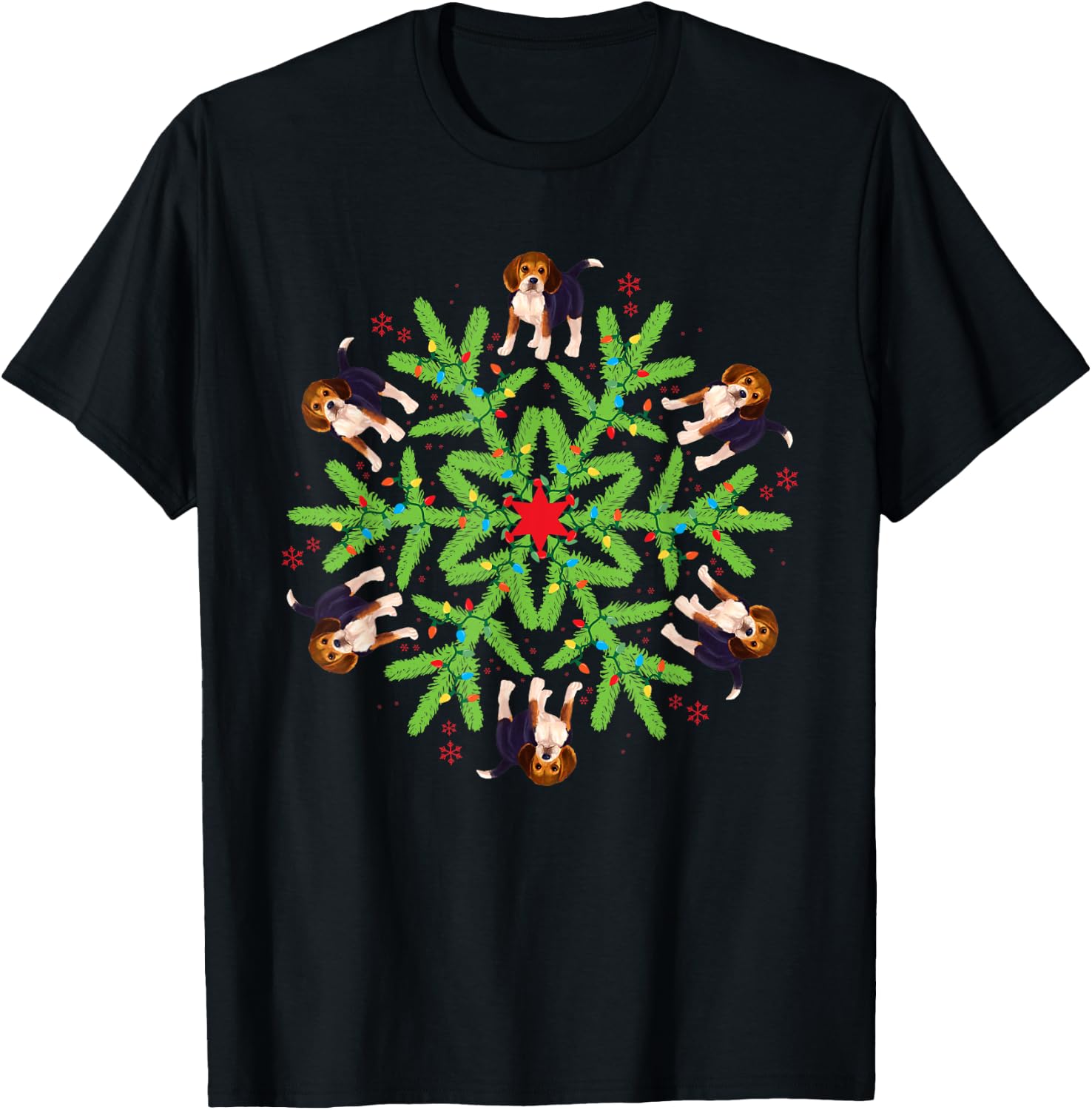 Christmas Snowflake Beagle T-Shirt - T-Shirt | Black