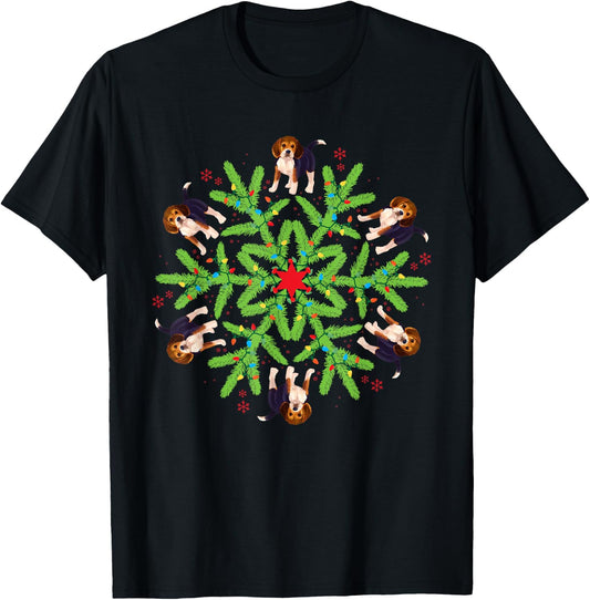 Christmas Snowflake Beagle T-Shirt - T-Shirt | Black