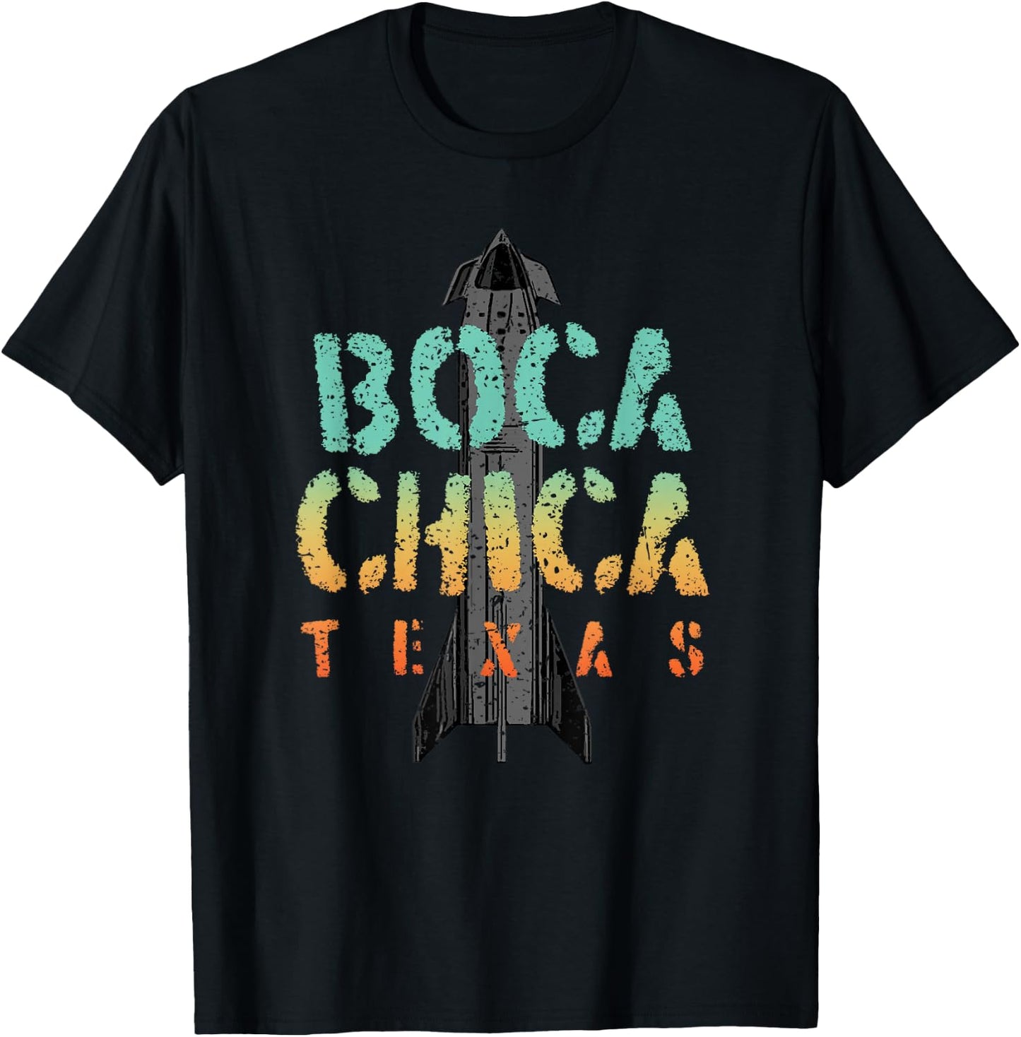Boca Chica Texas Starship Cool Retro T-Shirt - T-Shirt | Black