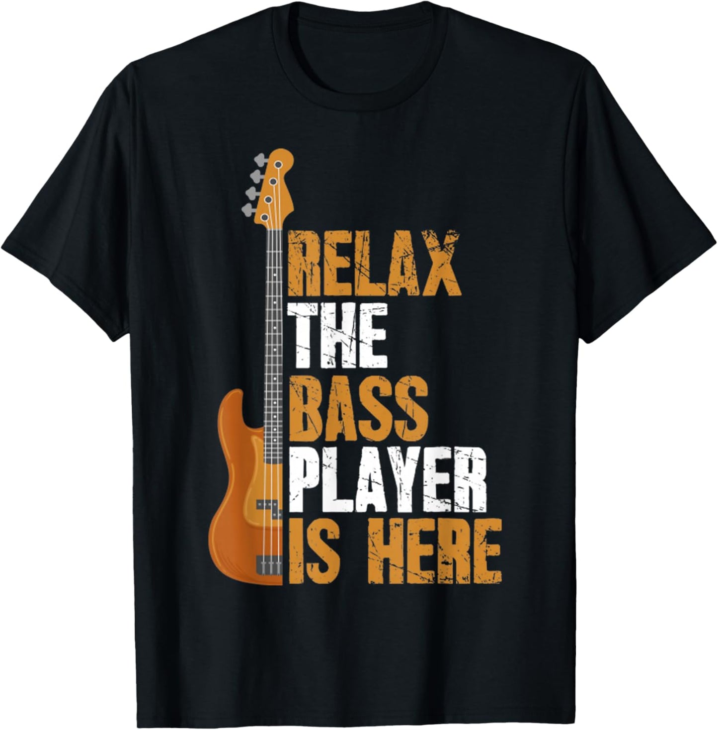 Vintage Relax The Bass Player Is Here Gift Bassist Guitarist T-Shirt - T-Shirt | Black