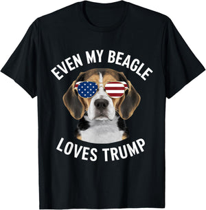 Funny Even my Beagle Loves Trump Political T-Shirt - T-Shirt | Black
