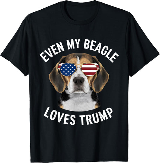 Funny Even my Beagle Loves Trump Political T-Shirt - T-Shirt | Black