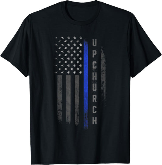 Upchurch Family Thin Blue Line Flag T-Shirt - T-Shirt | Black