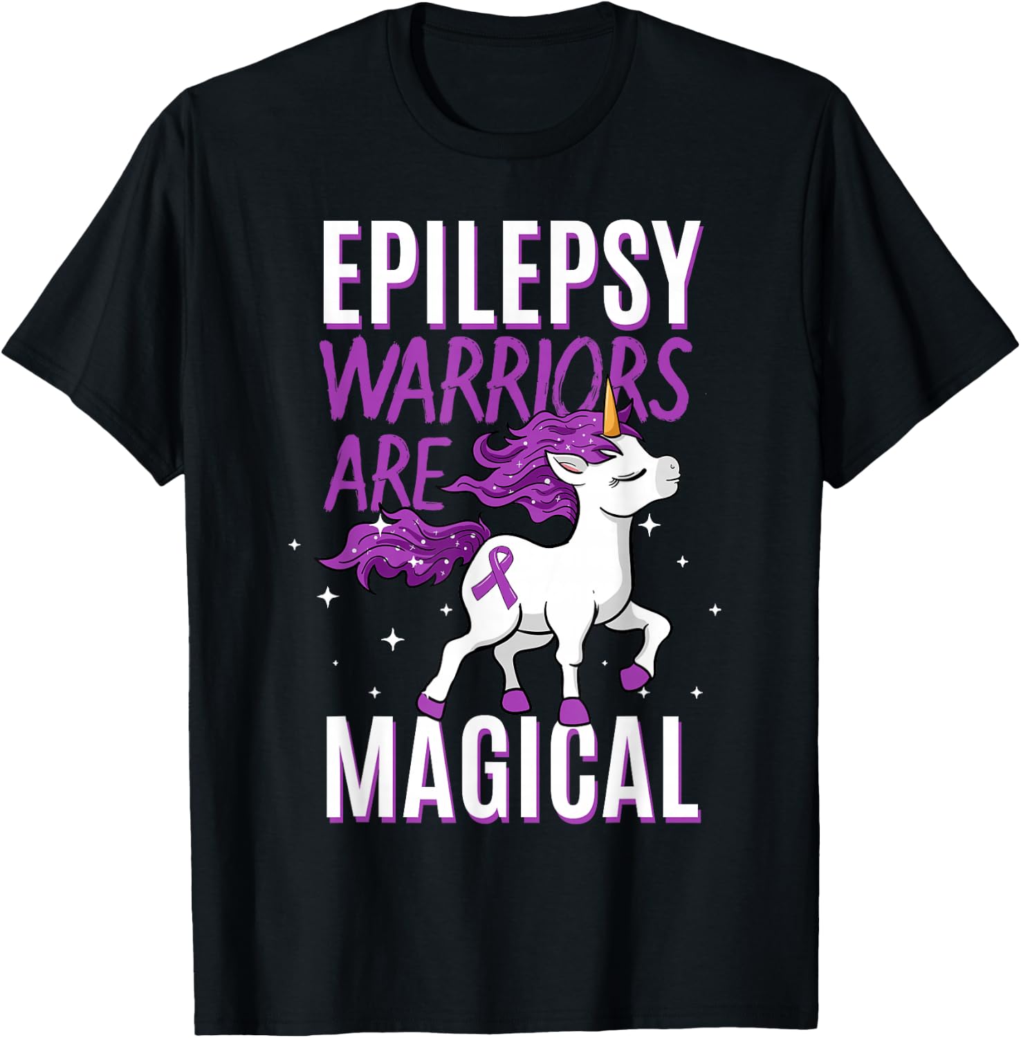 Epilepsie-Bewusstseinsmonat-Kleidung Epilepsy Warriors Are Magical Unicorn Graphic - Black, Small - Men's, Adults with Epilepsy or Supporters, , Short Sleeve, Classic Fit T-Shirt - T-Shirt | Black