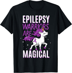 Epilepsie-Bewusstseinsmonat-Kleidung Epilepsy Warriors Are Magical Unicorn Graphic - Black, Small - Men's, Adults with Epilepsy or Supporters, , Short Sleeve, Classic Fit T-Shirt - T-Shirt | Black