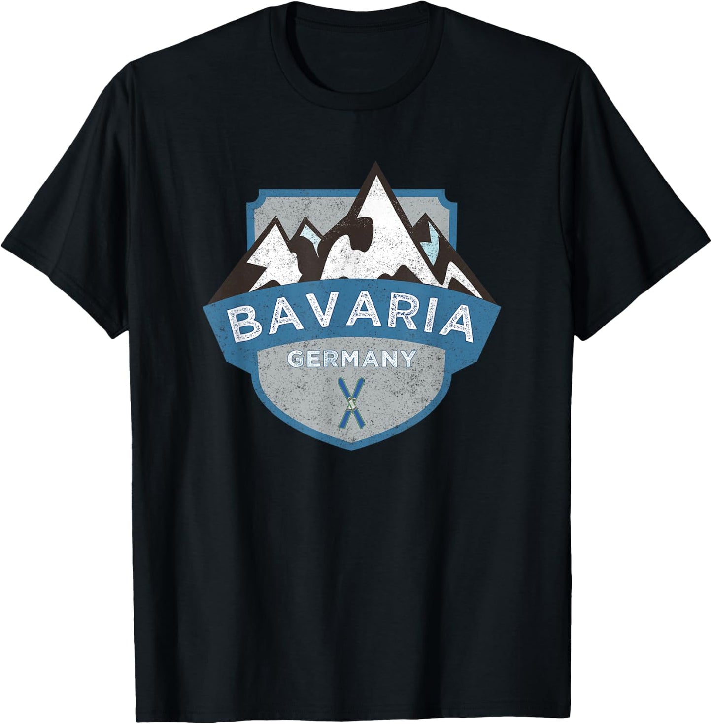 Vintage Bavaria, Germany Illustration / Retro Logo Ski T-Shirt - T-Shirt | Black