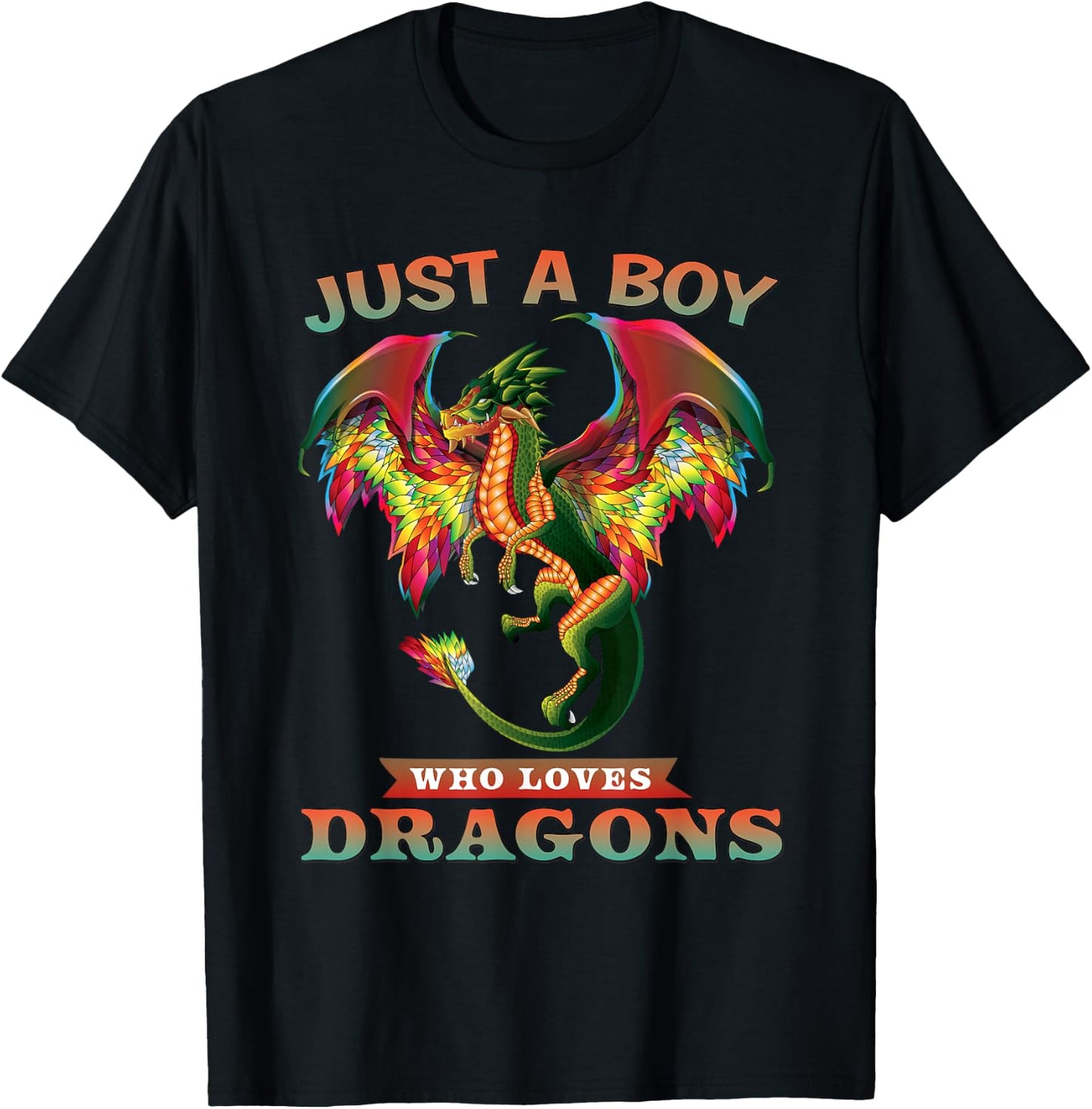 Just A Boy Who Loves Dragons Teen Boy Gifts T-Shirt - T-Shirt | Black