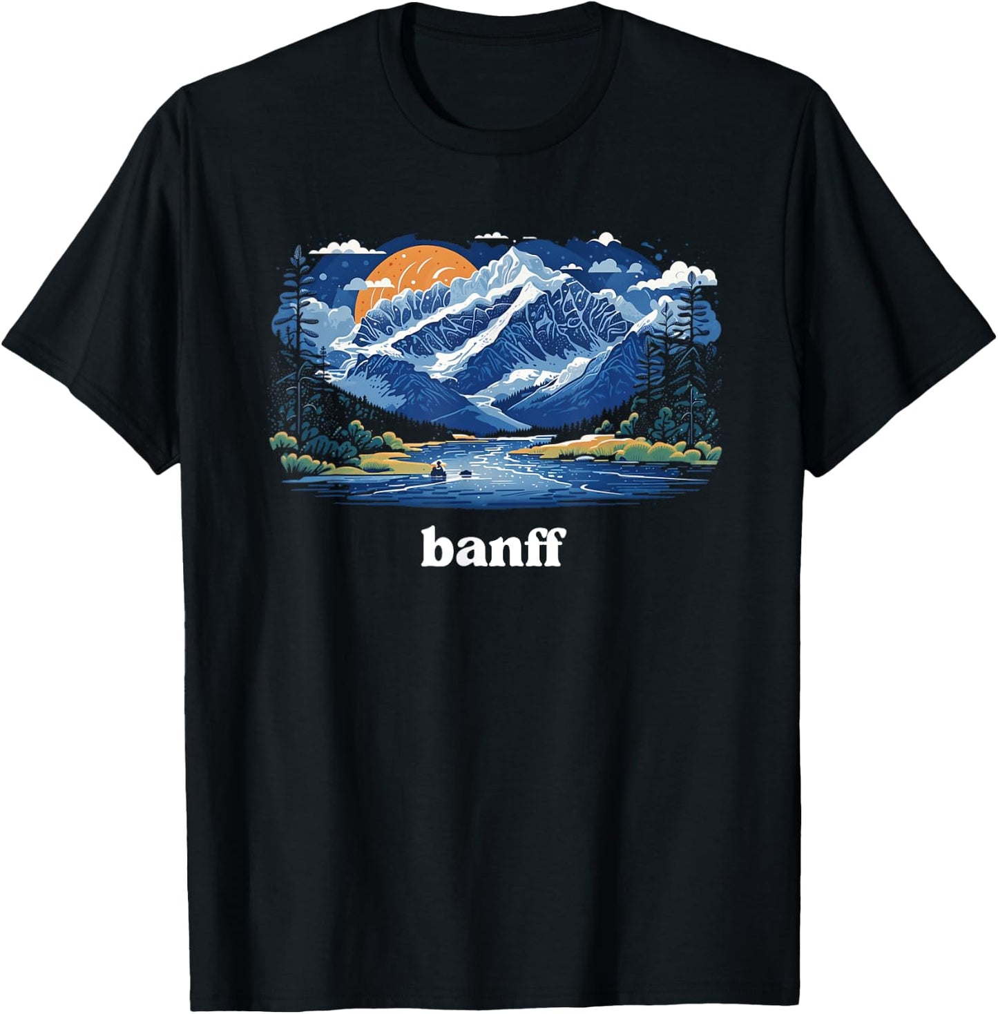 Borough & Bridge Banff Alberta Canada Landscape T-Shirt - T-Shirt | Black