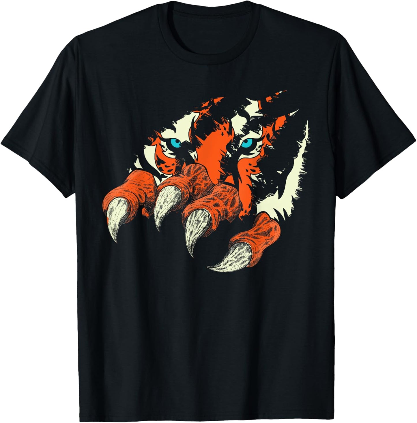 Wildlife Animal Predator Wild Cat Claws Tiger Eyes Tiger T-Shirt - T-Shirt | Black