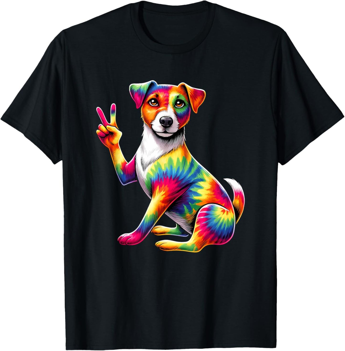 Peace Sign Tie Dye Jack Russell dog T-Shirt - T-Shirt | Black