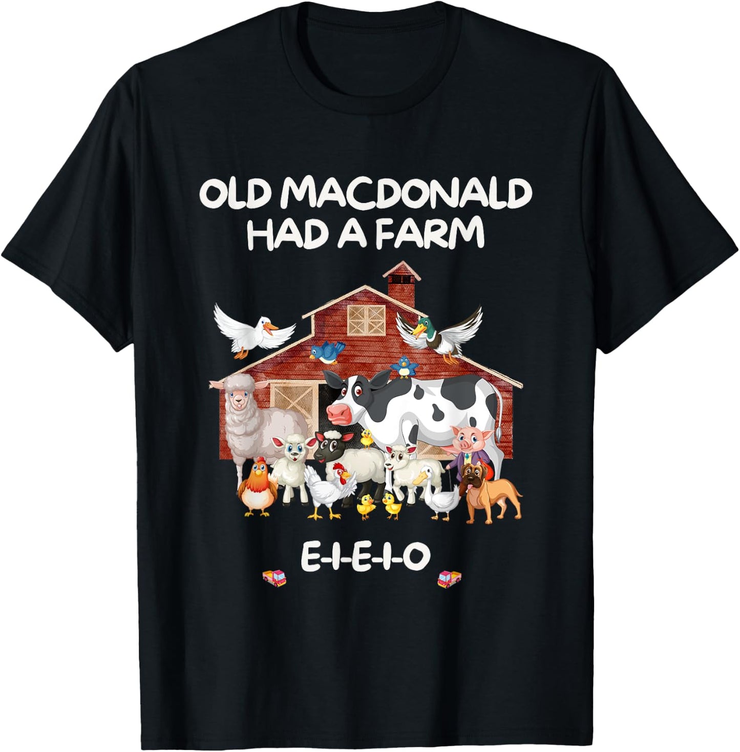 Old MacDonald Had a Farm E-I-E-I-O Boy Toddler Kids Birthday T-Shirt - T-Shirt | Black