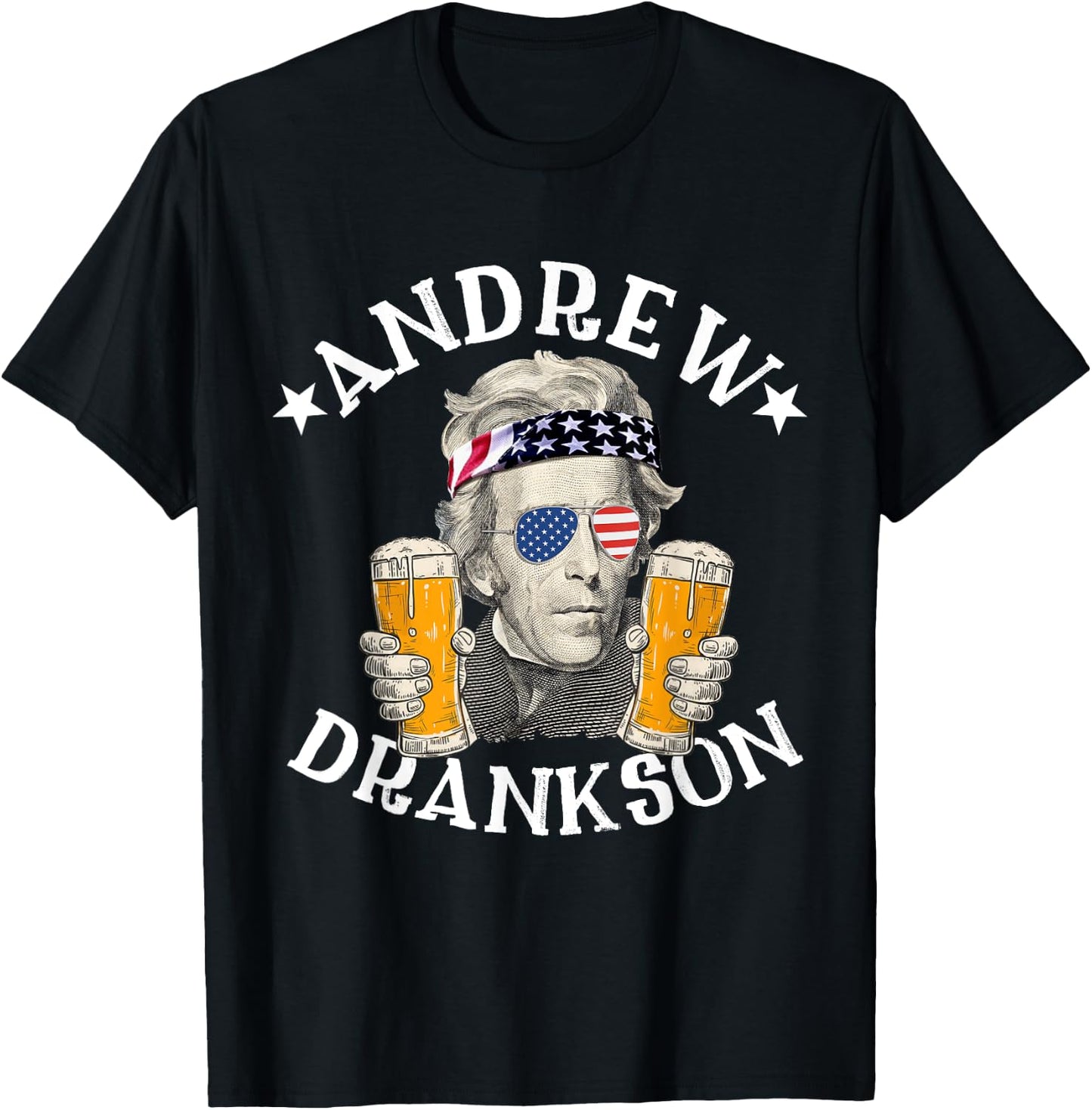 Andrew Drankson President Andrew Jackson Drinking Beer T-Shirt - T-Shirt | Black